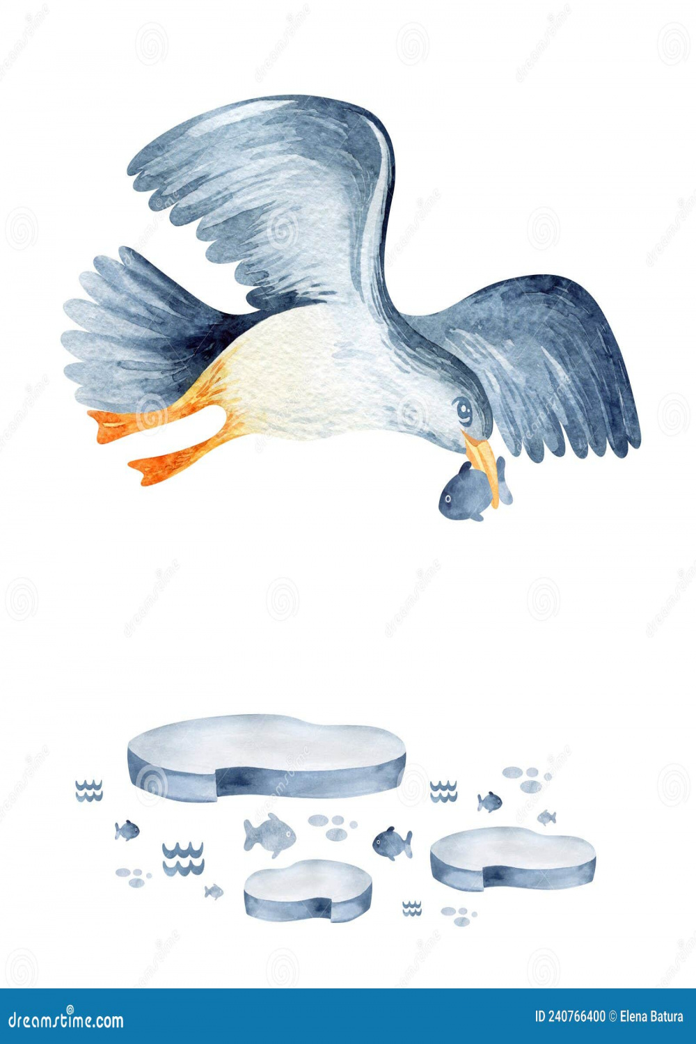 Seagull Eat Fish Stock Illustrations –  Seagull Eat Fish Stock