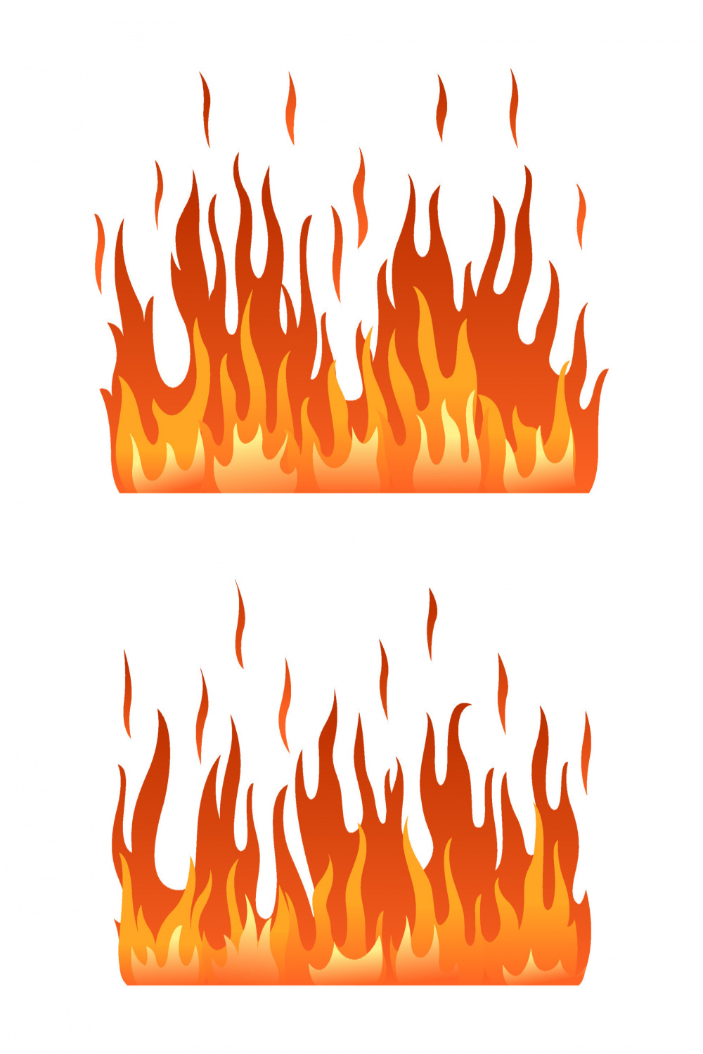 Set of Burning fire flame banner horizontal with flat style