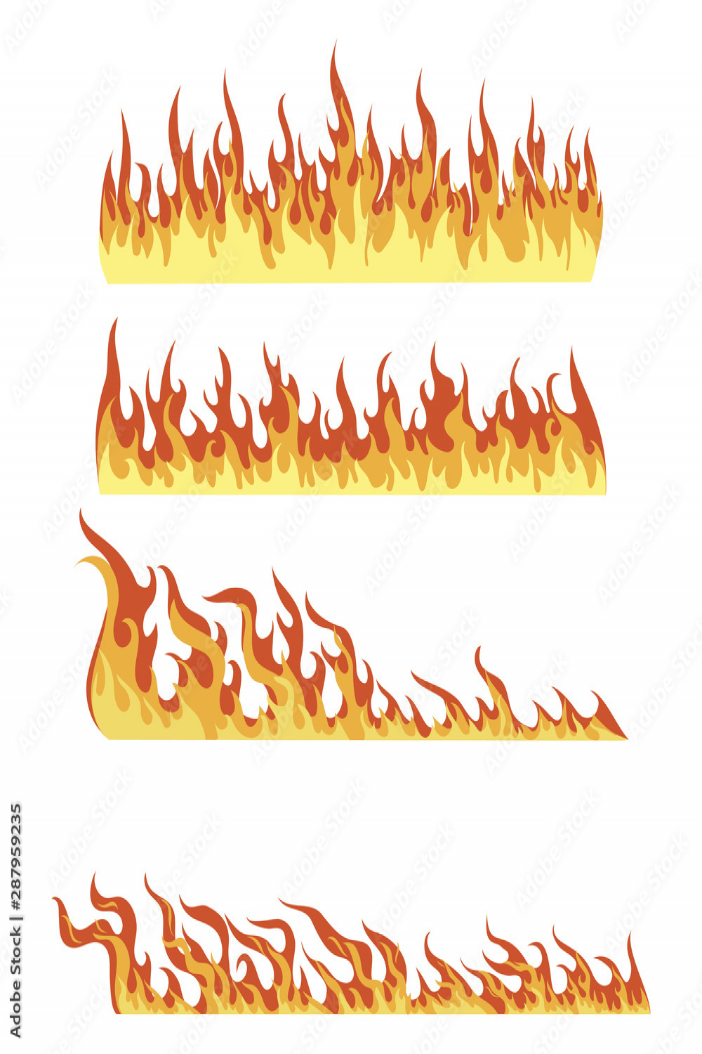 Set of fires. Collection of fire walls