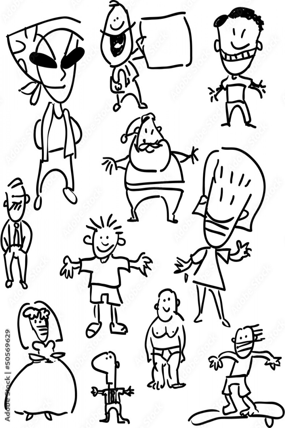 Set of people - simple cartoon drawings Stock-Vektorgrafik  Adobe