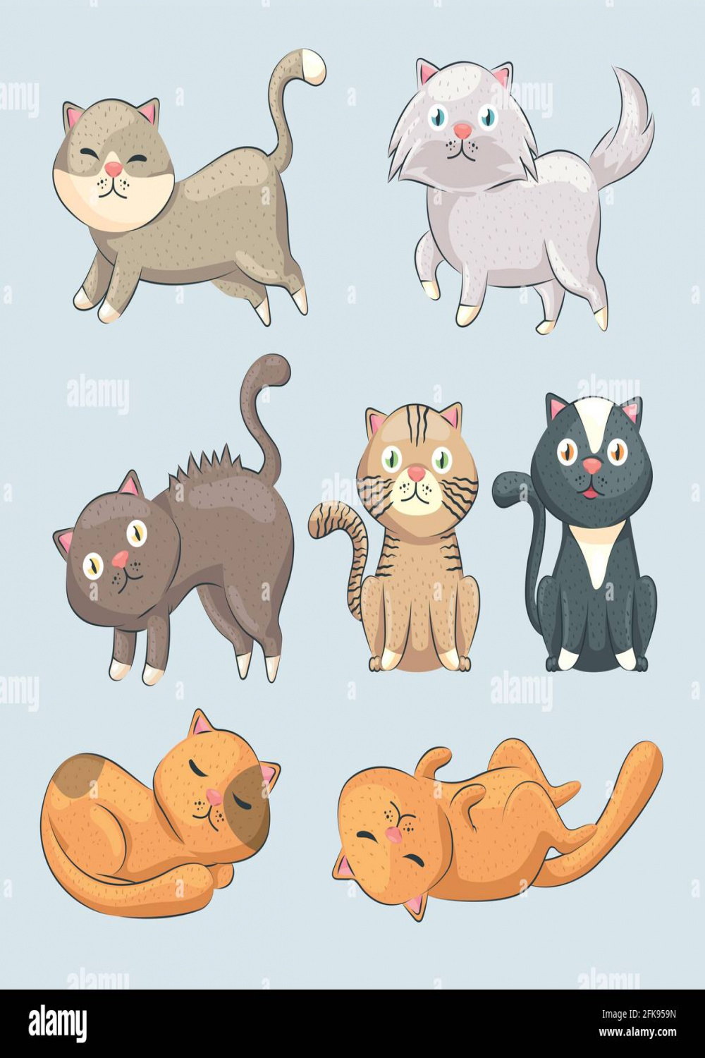 seven cute cats Stock Vector Image & Art - Alamy