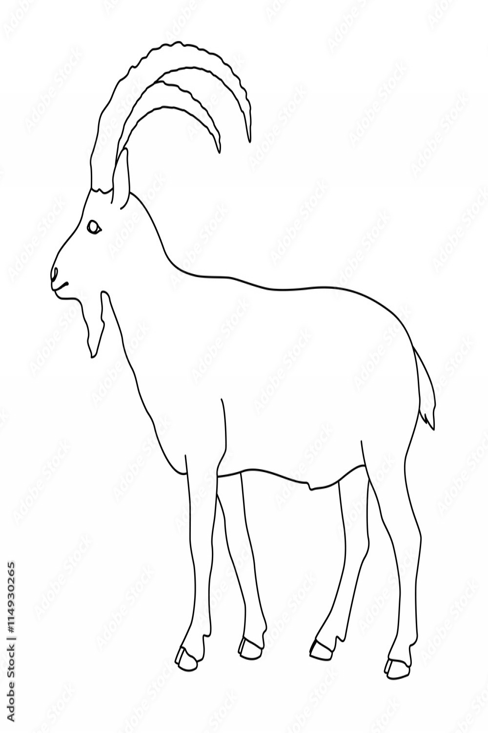Siberian mountain goat black line drawing Stock-Vektorgrafik