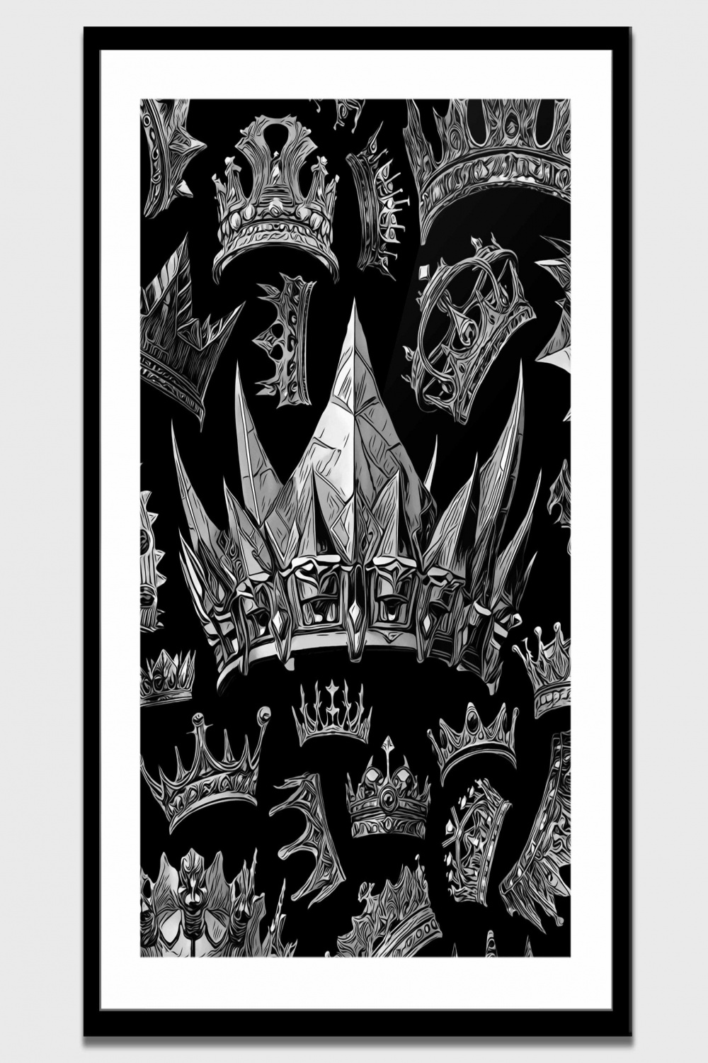Silver Crowns Semi-gloss Print - Gothic Crown Wall Art - Luxury