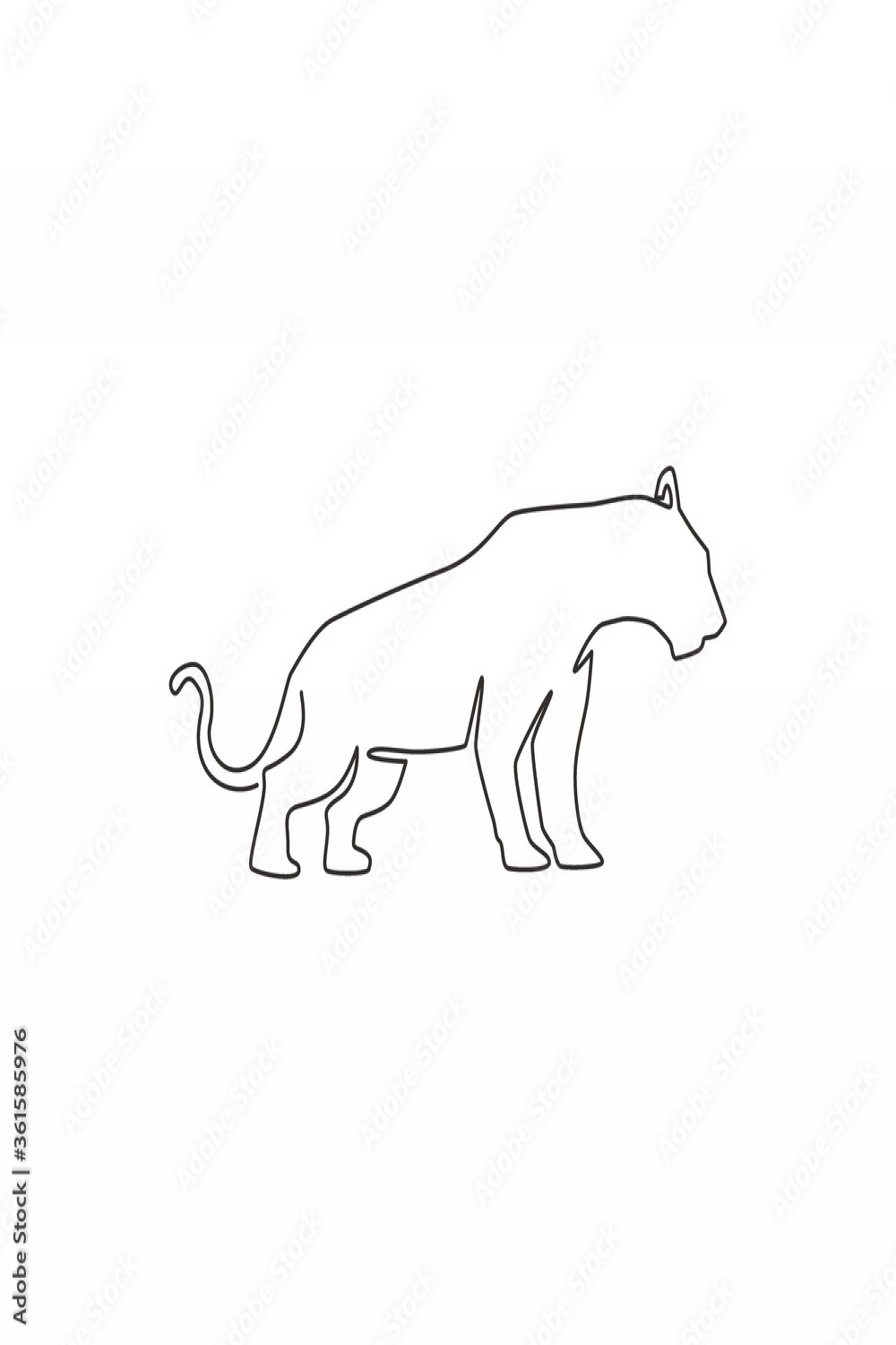 Single continuous line drawing of elegant leopard for hunter team