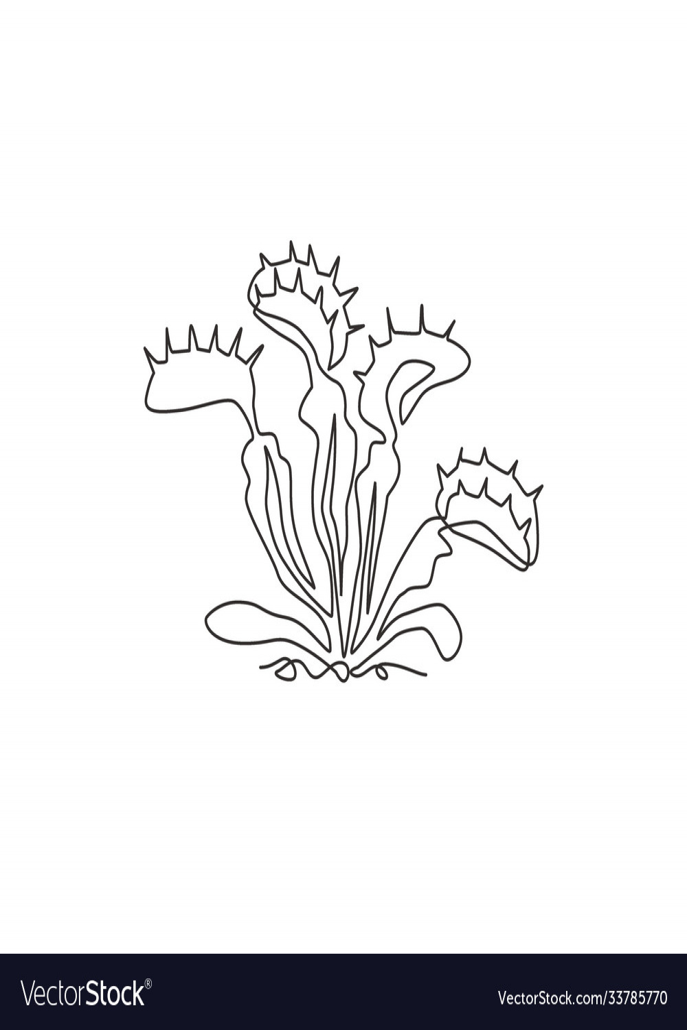 Single one line drawing scary fresh venus flytrap Vector Image