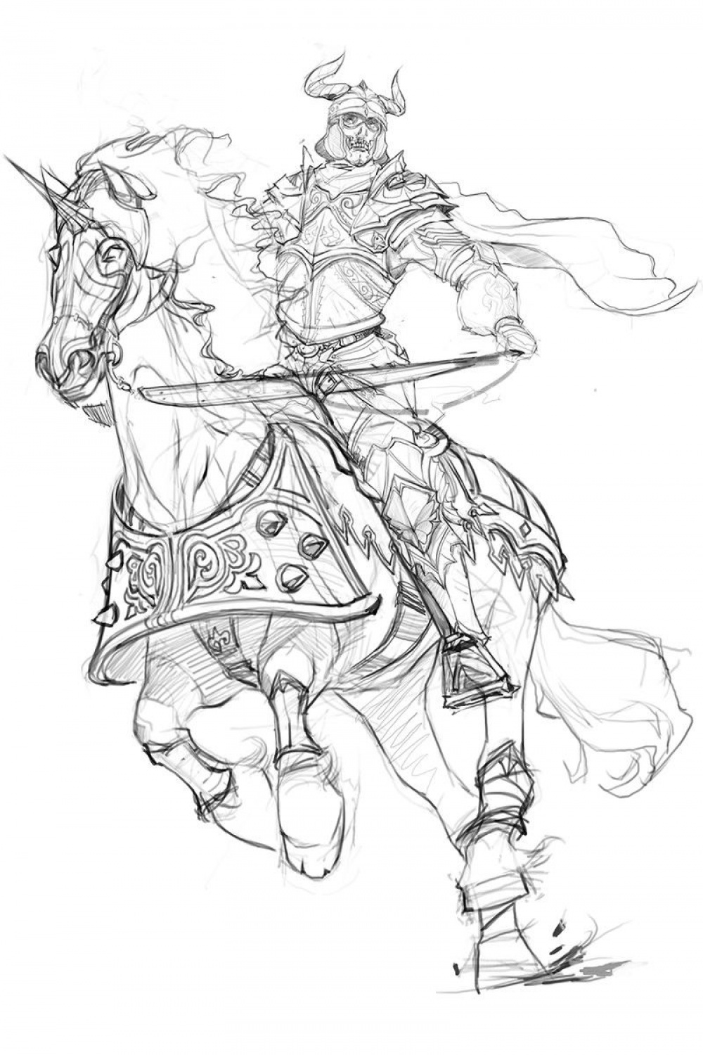 Skeleton Knight, Seok-Jae Jang  Warrior drawing, Creature artwork