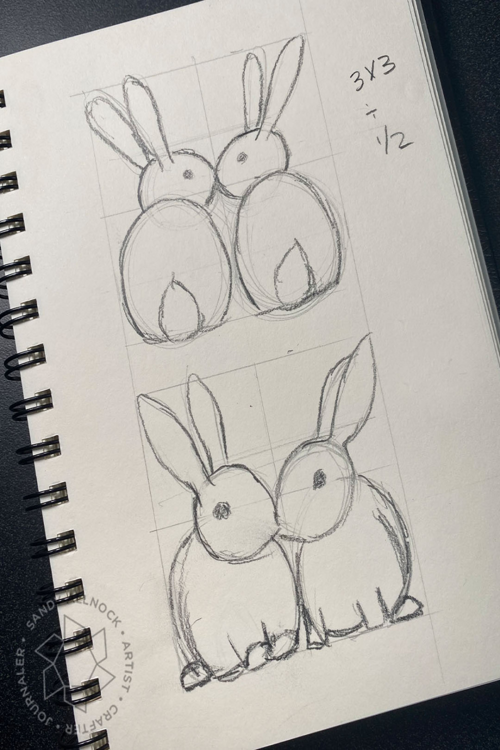 Sketch and watercolor a pair of rabbits  Sandy Allnock