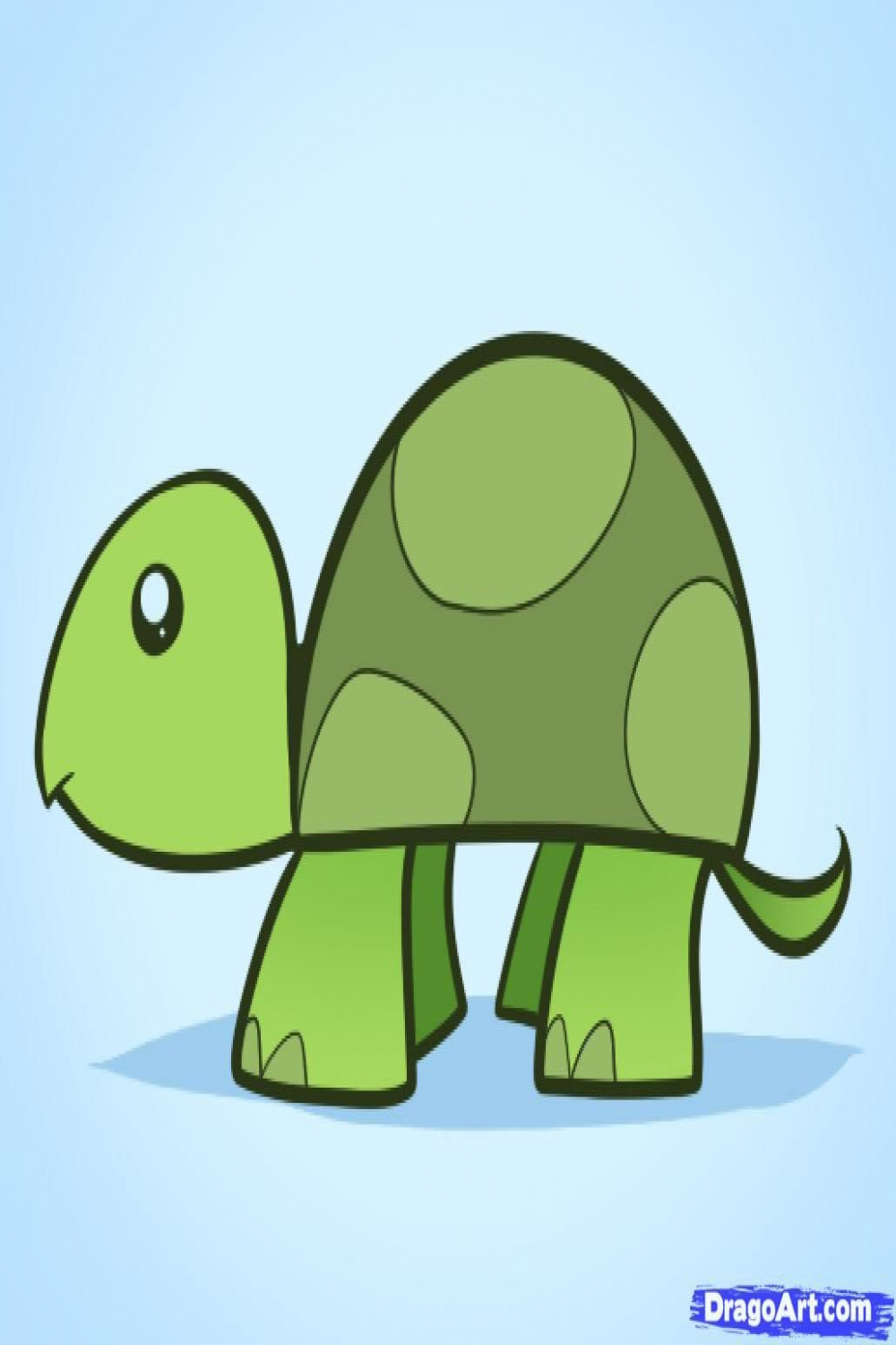Step-by-step, How to Draw a Tortoise for Kids  Turtle drawing