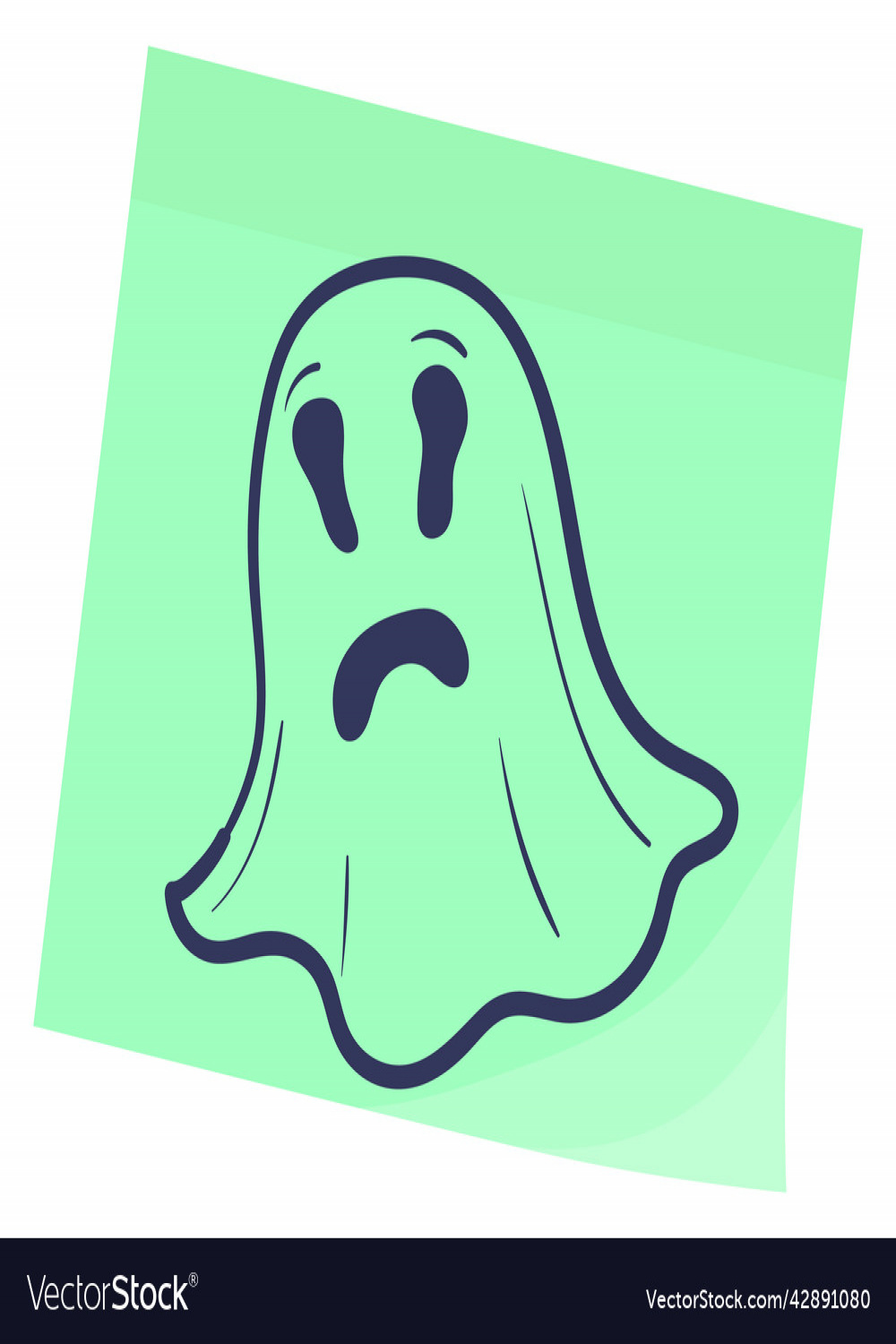 Sticky note with ghost drawing green halloween Vector Image