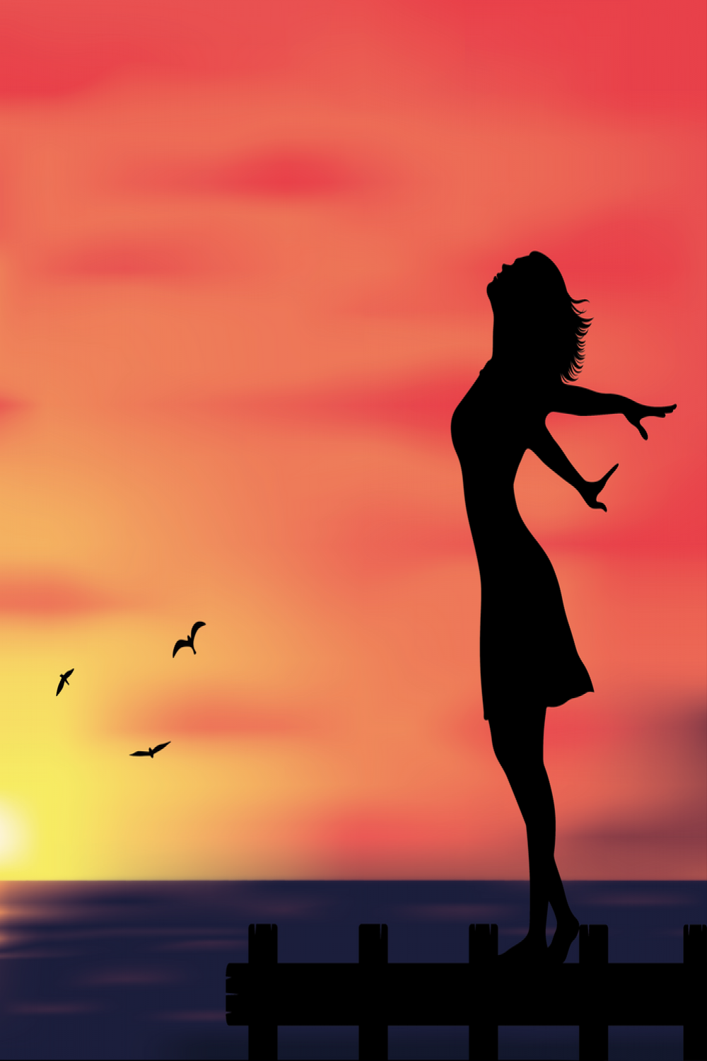 Sunset Silhouette Art Print by Emma Burn Designs  Silhouette