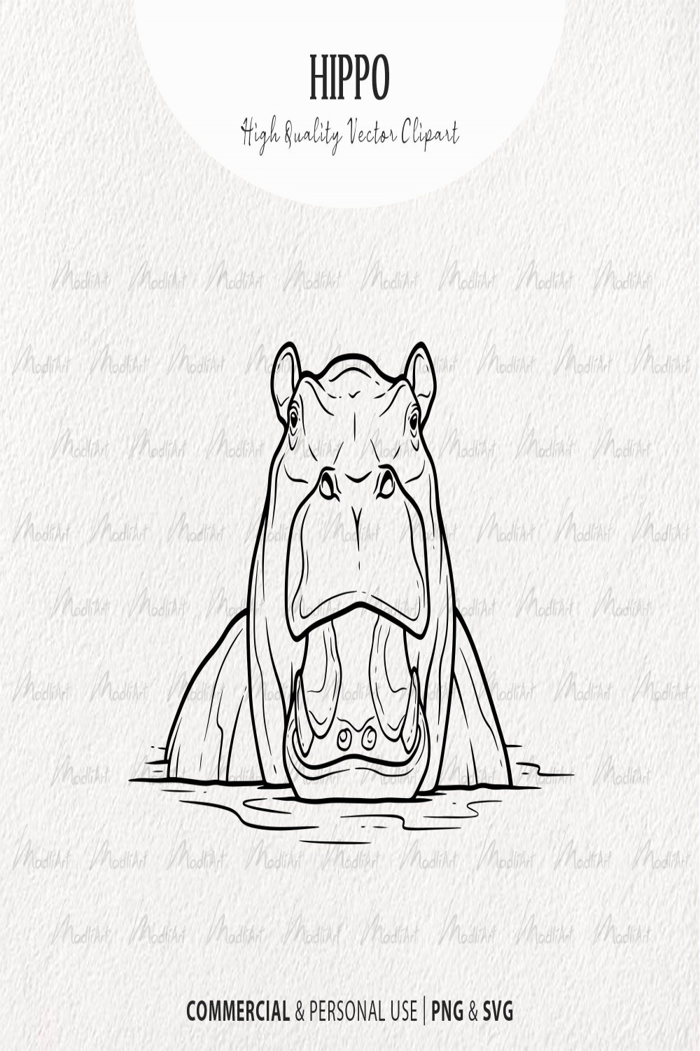 Swimming Hippo SVG Clipart. Hippopotamus Vector Drawing