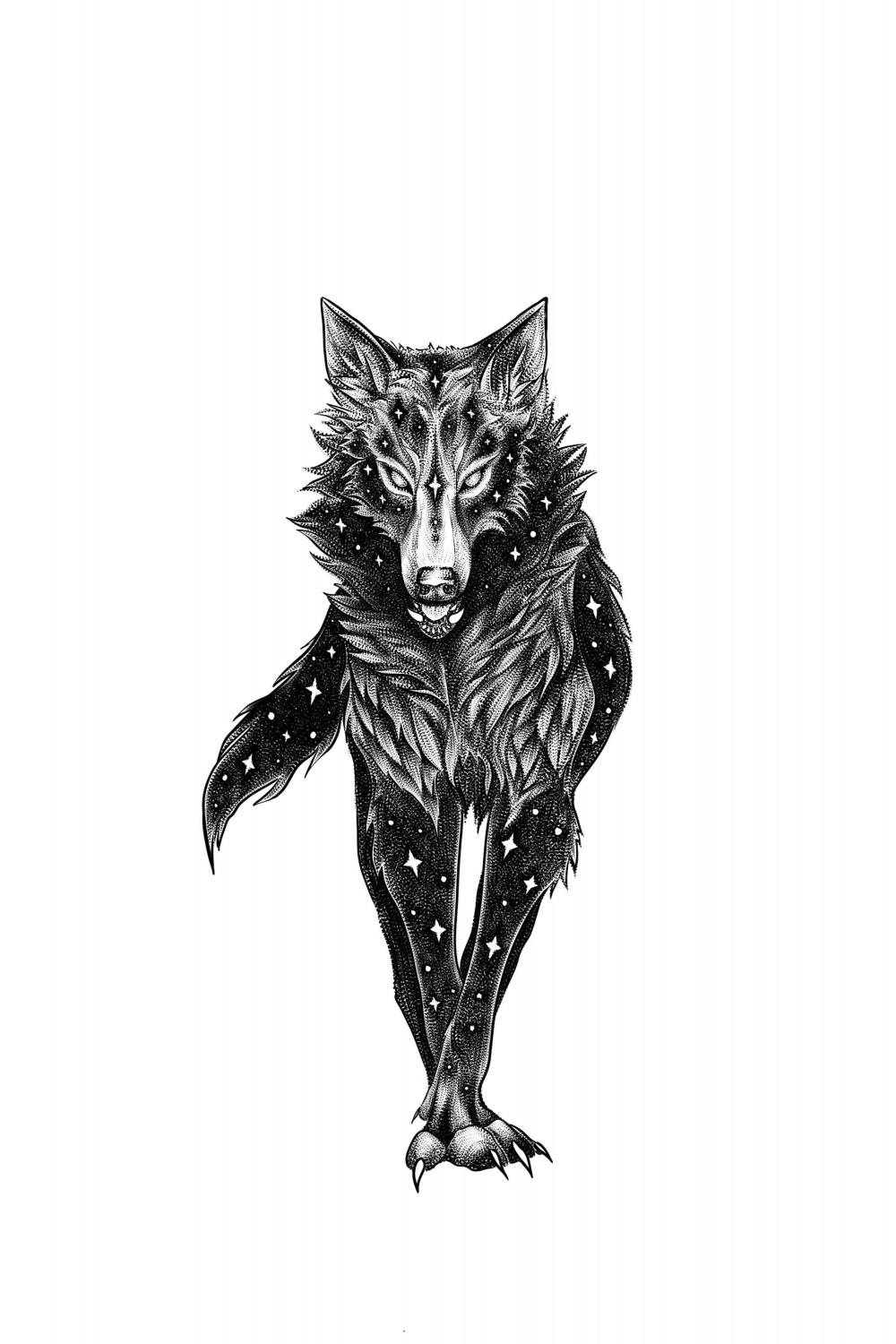 Tattoo Motiv Wolf  Minimalistische Wolf Zeichnung druckbare Kunst