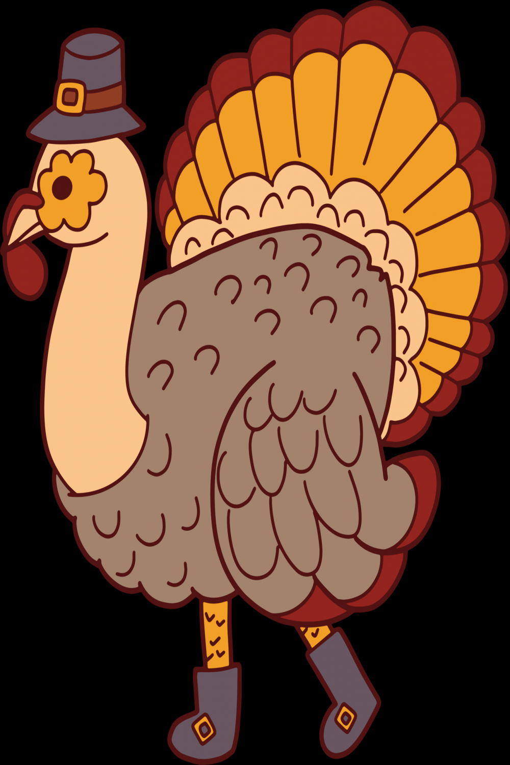 Thanksgiving turkey hand drawing style  PNG