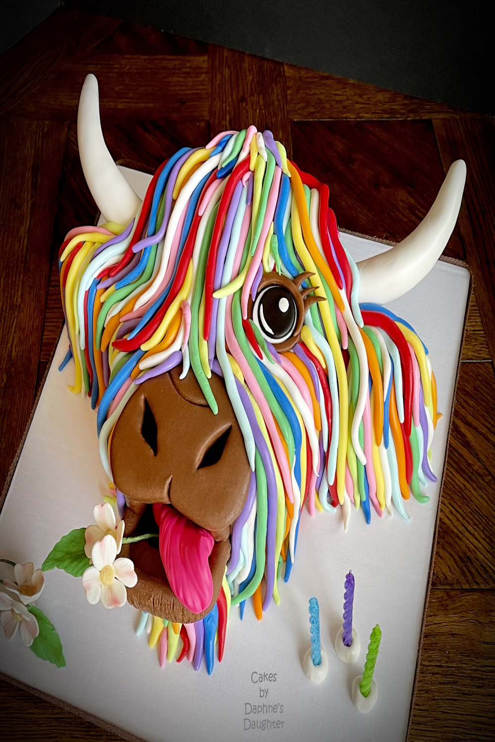 The Bake More: Multicolored Highland Cow Cake