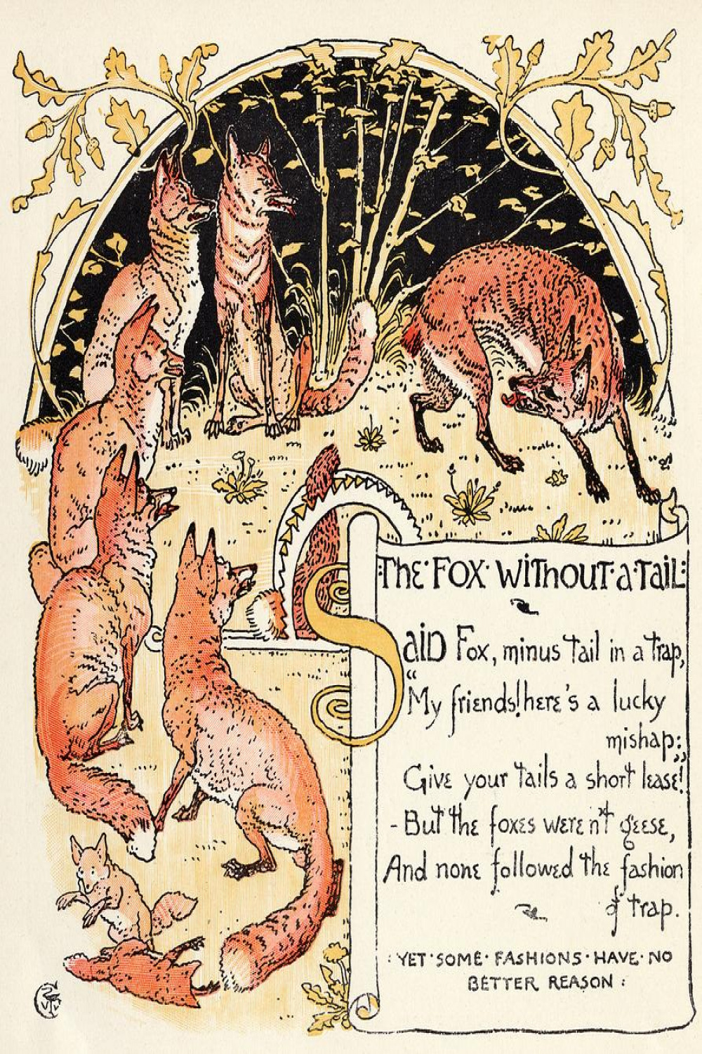 The Fox Without A Tale From The Book Drawing by Vintage Design