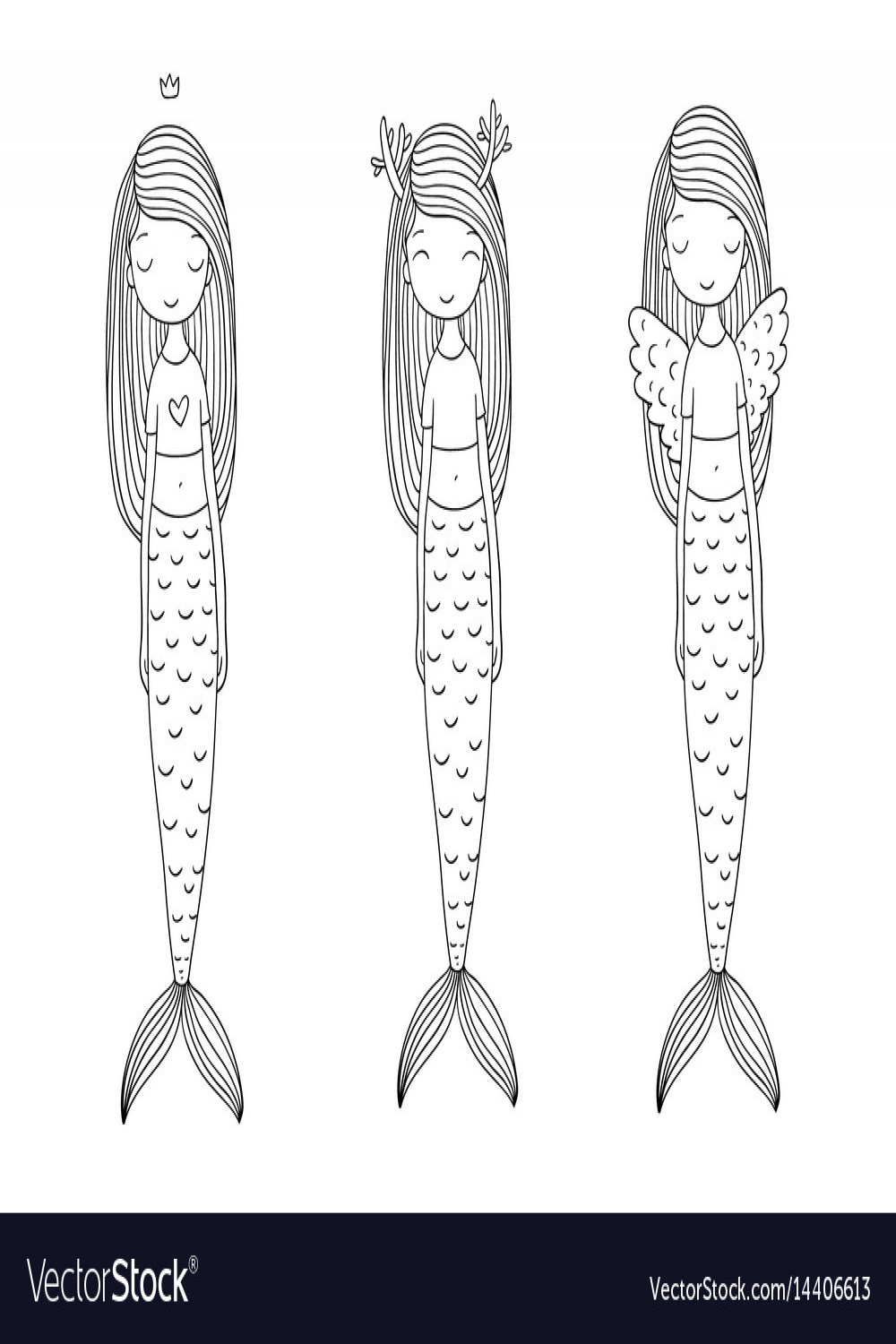 Three cute cartoon mermaids siren sea theme Vector Image