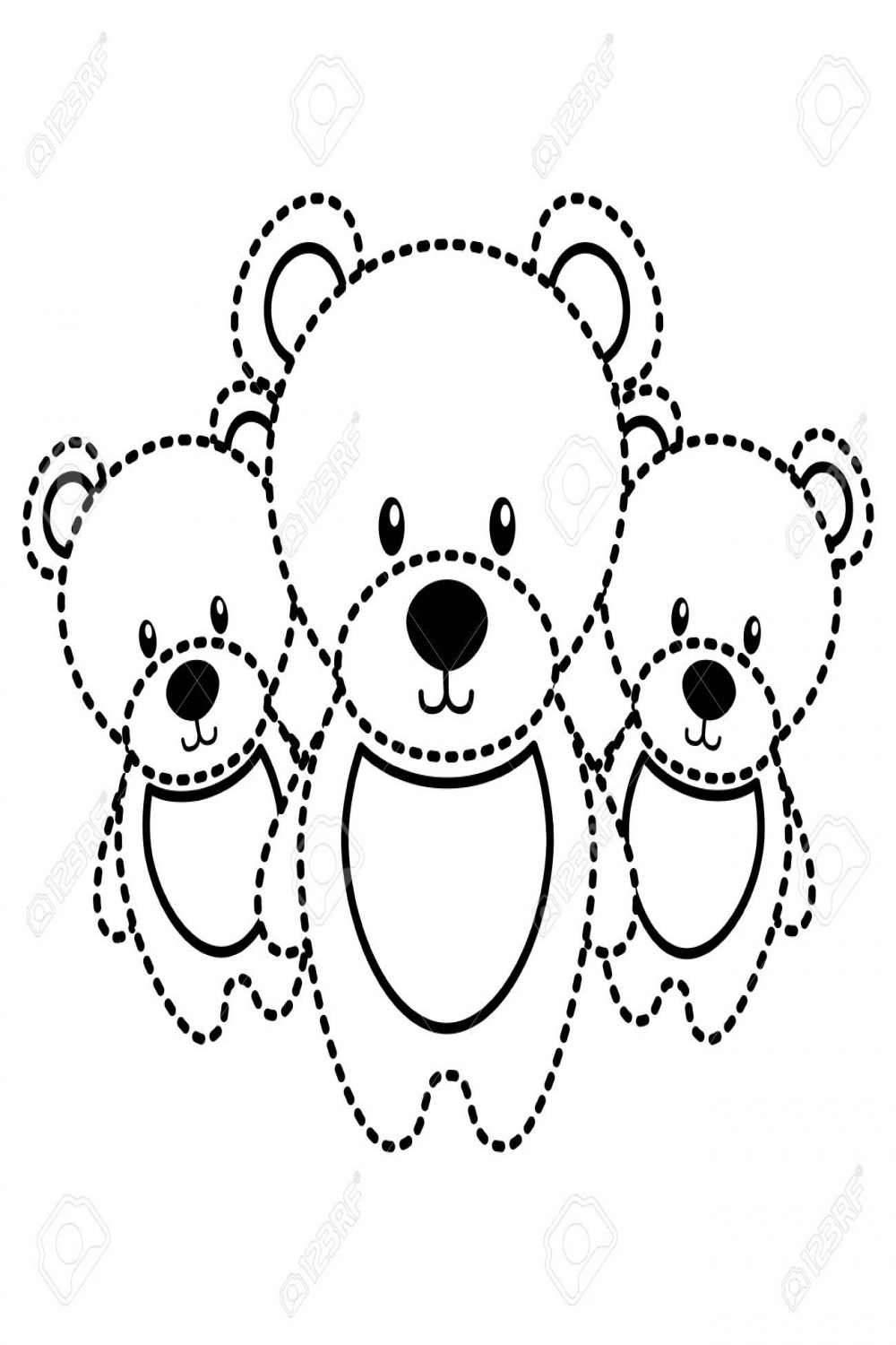 Three Teddy Bears Cute Animal Toy Vector Illustration Royalty Free