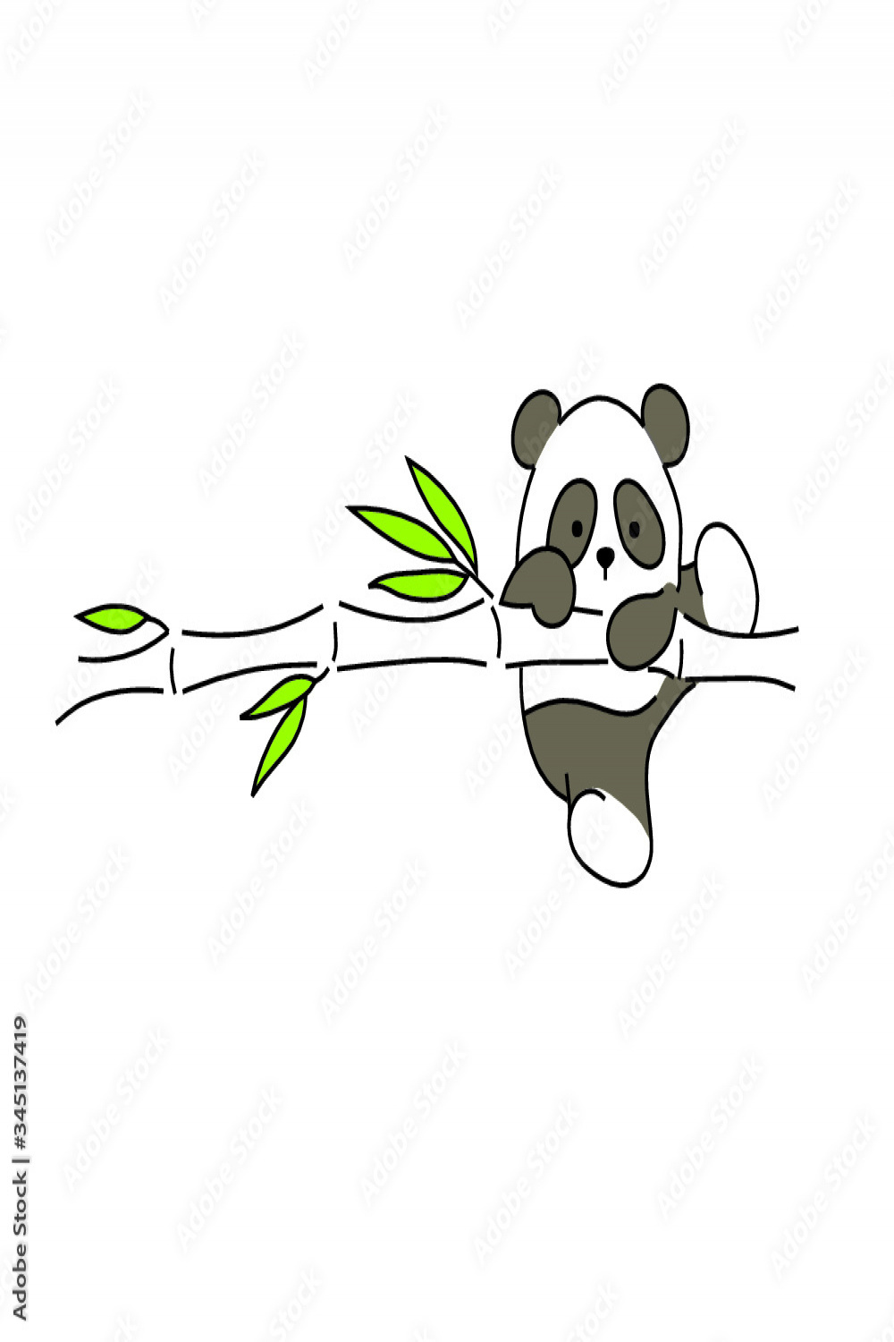 Vector illustration panda on the bamboo
