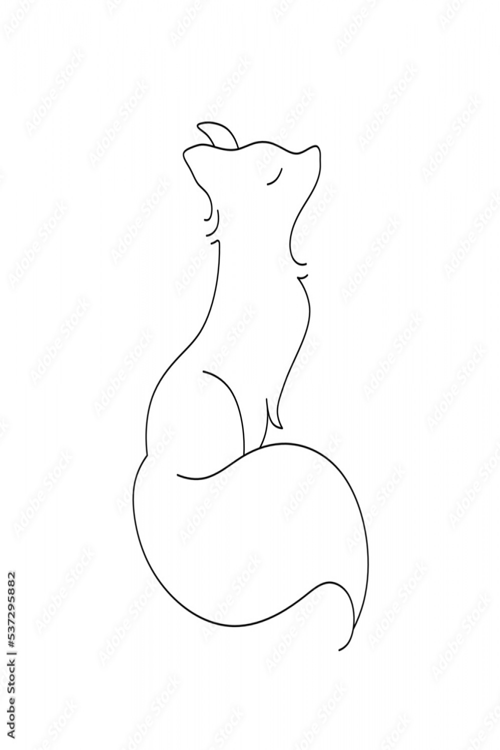 Vector isolated beautiful cartoon sitting fox with fluffy tail