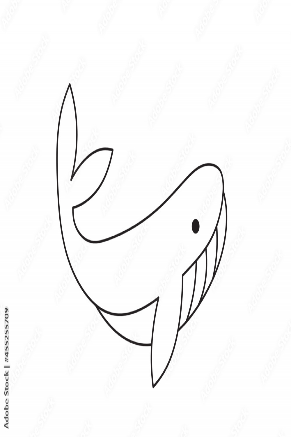 Vector isolated cute cartoon small whale doodle drawing