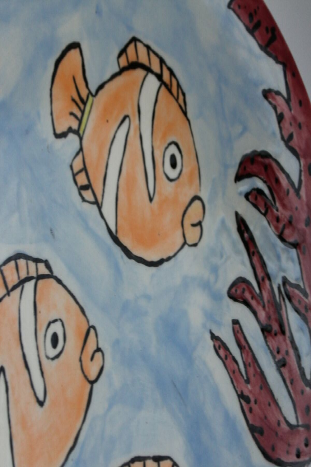 Vintage YK Clown Fish Coral Reef Ceramic Art Pottery Plate Artist Signed  Kim