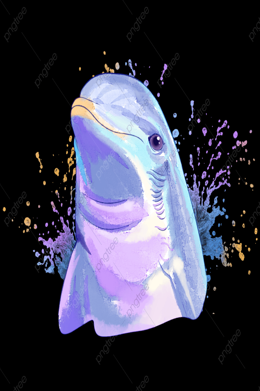 Watercolor Hand Drawn White Transparent, Dolphin Watercolor Hand