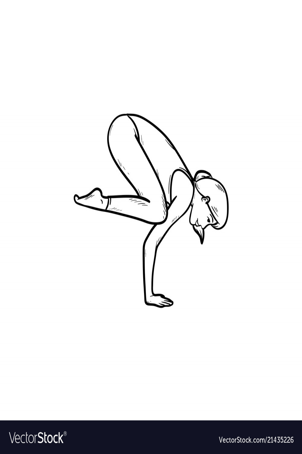 Woman in yoga crow pose hand drawn outline doodle Vector Image
