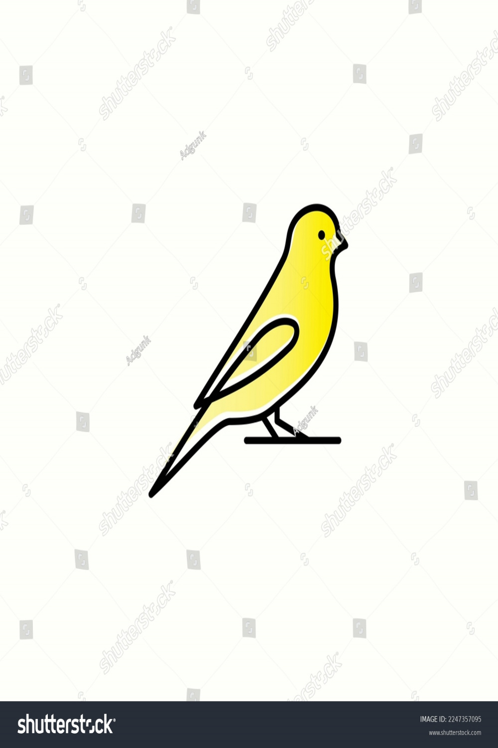 Yellow Canary Bird Line Art Logo Stock Vector (Royalty Free