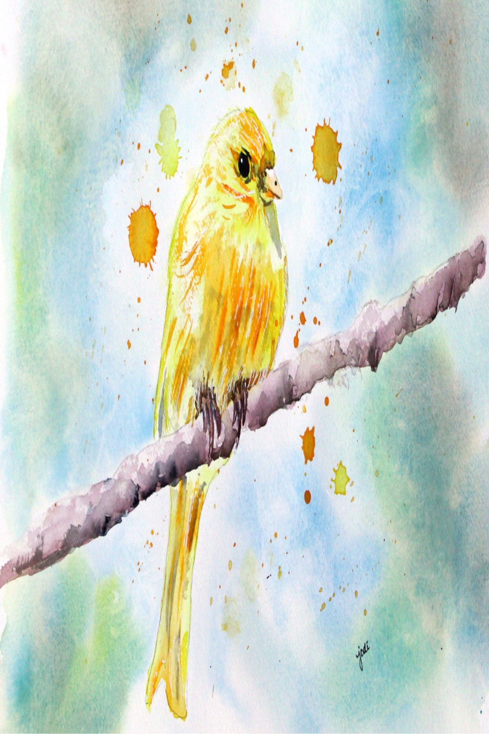 Yellow canary Watercolor PRINT, Bird Painting, Bird Painting, Animal  Painting, canary painting