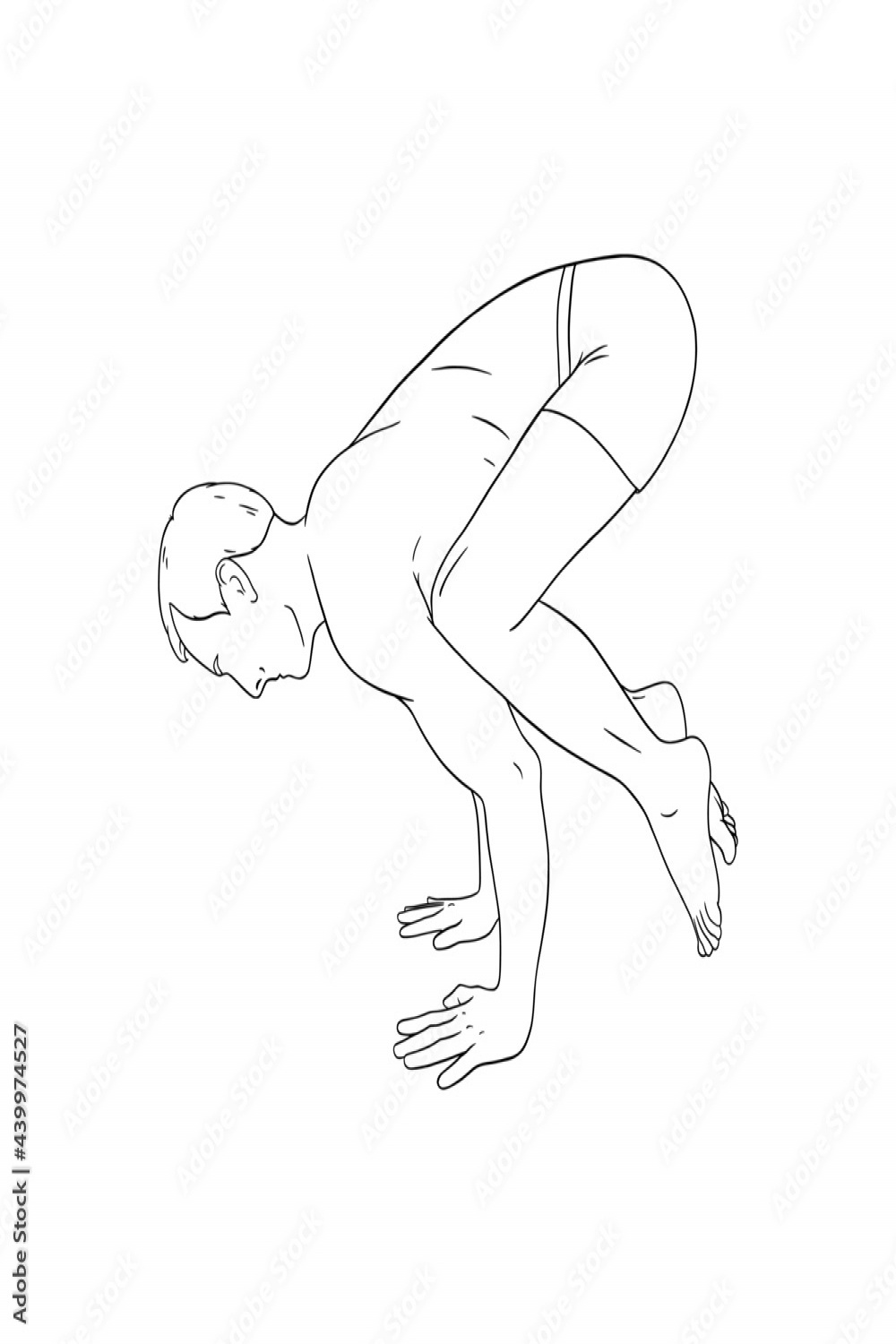 Yogi man in crow pose or Bakasana