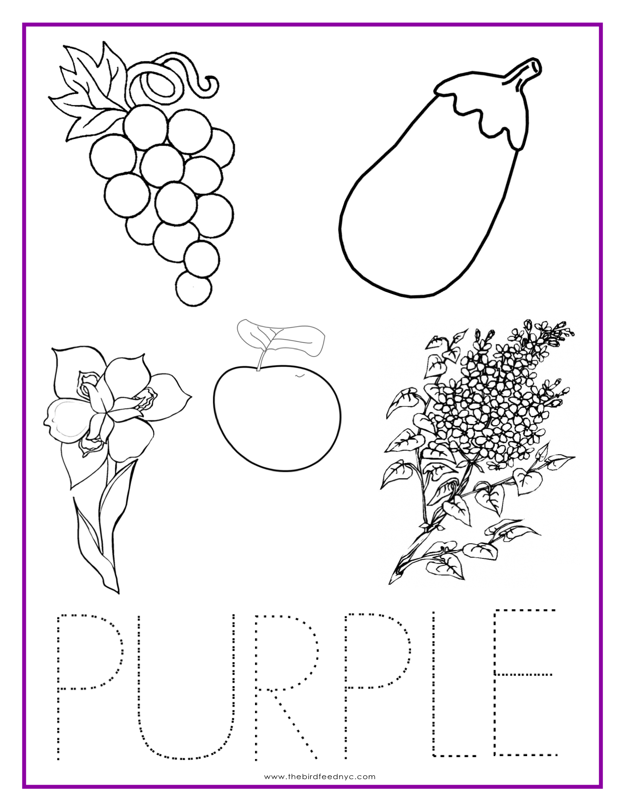 50+ Color Purple Coloring Pages 1
