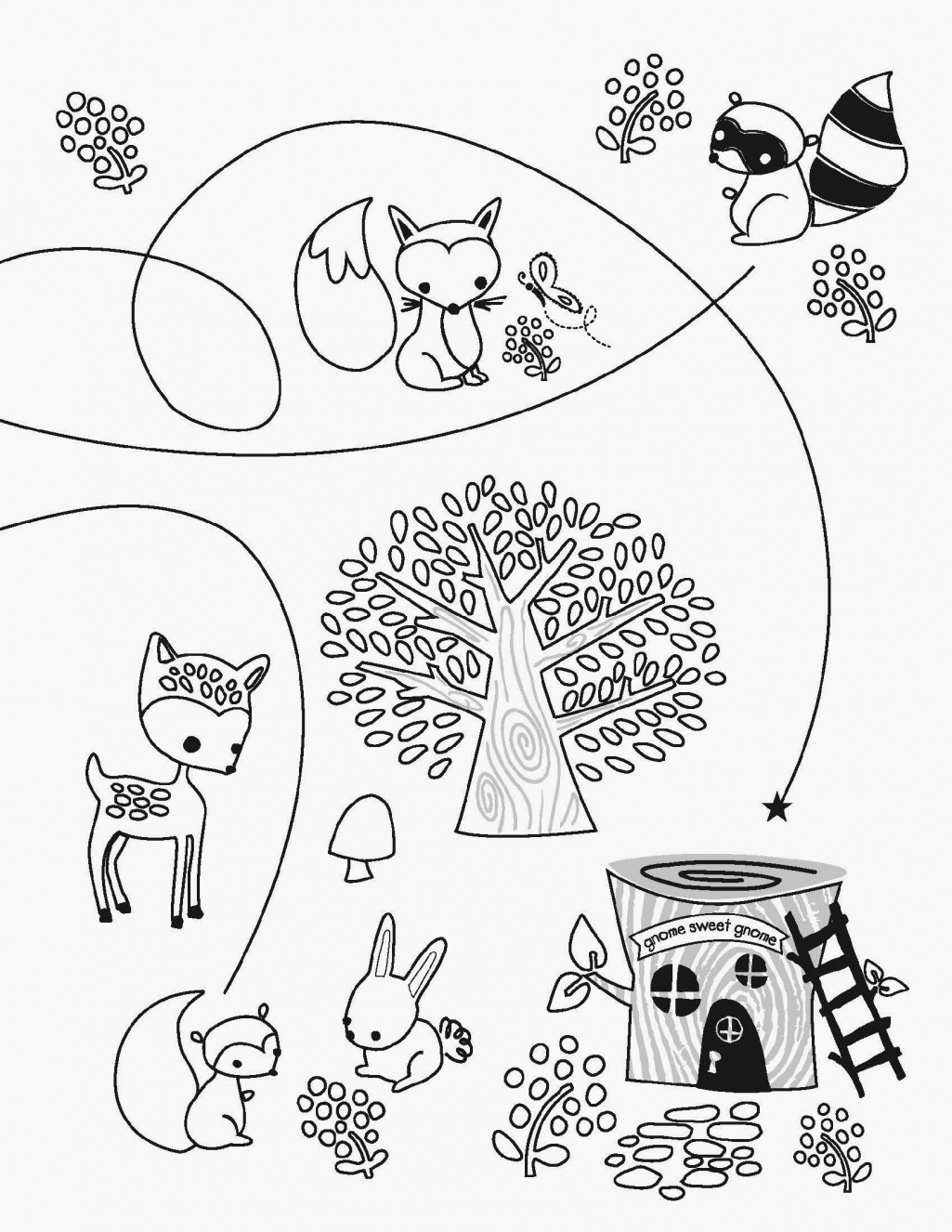 Woodland Creatures Coloring Pages 7