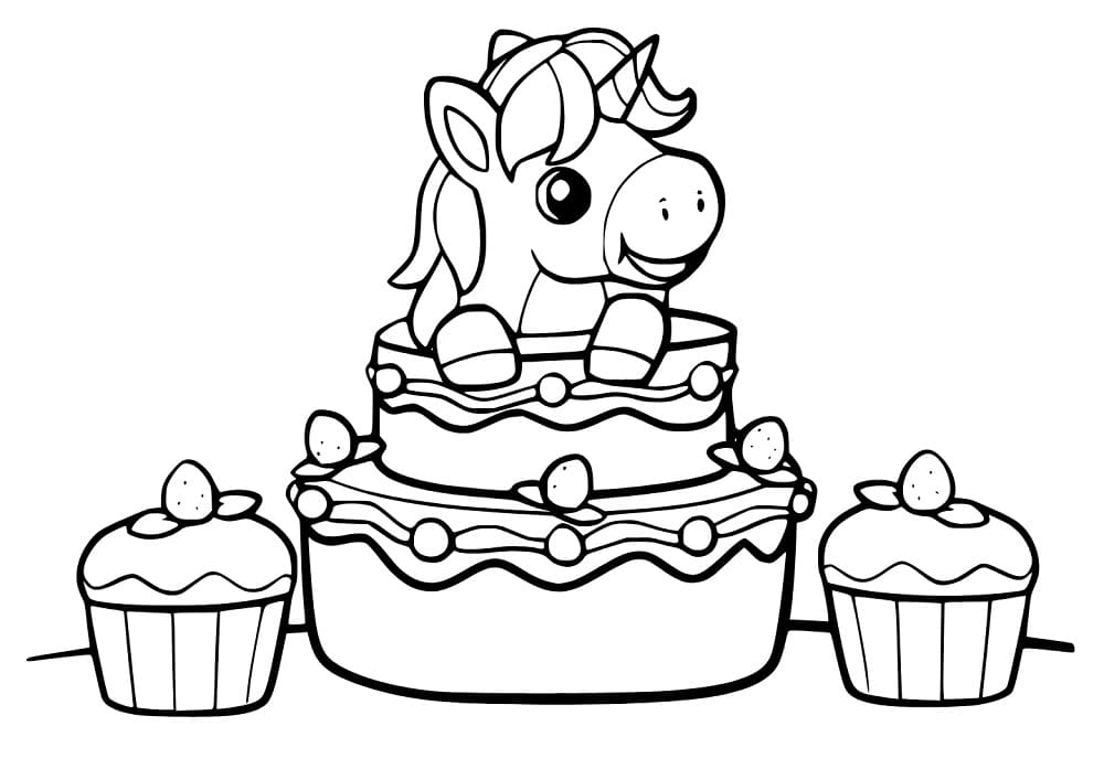 63 Unicorn Cake Coloring Pages 13
