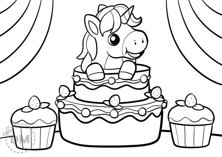 63 Unicorn Cake Coloring Pages 21