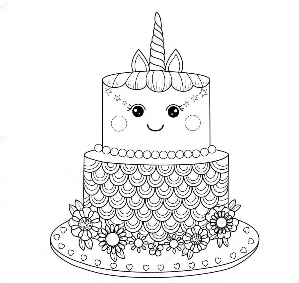 63 Unicorn Cake Coloring Pages 9