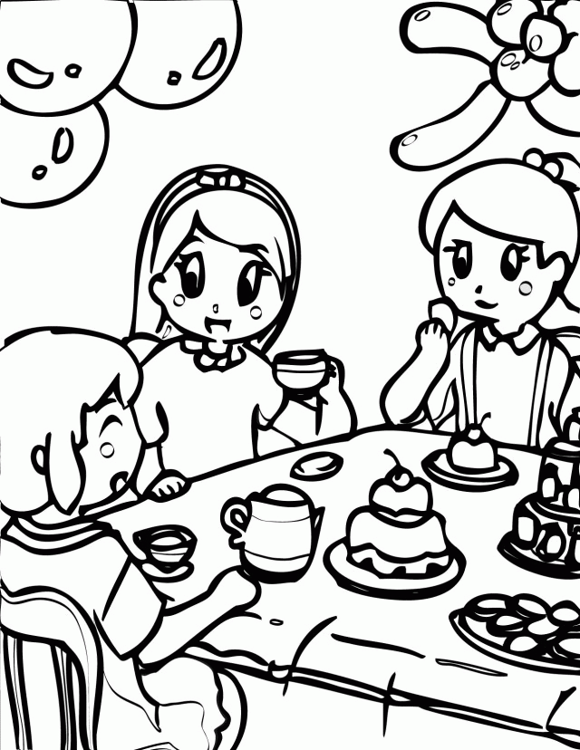 64 Tea Party Coloring Page 1