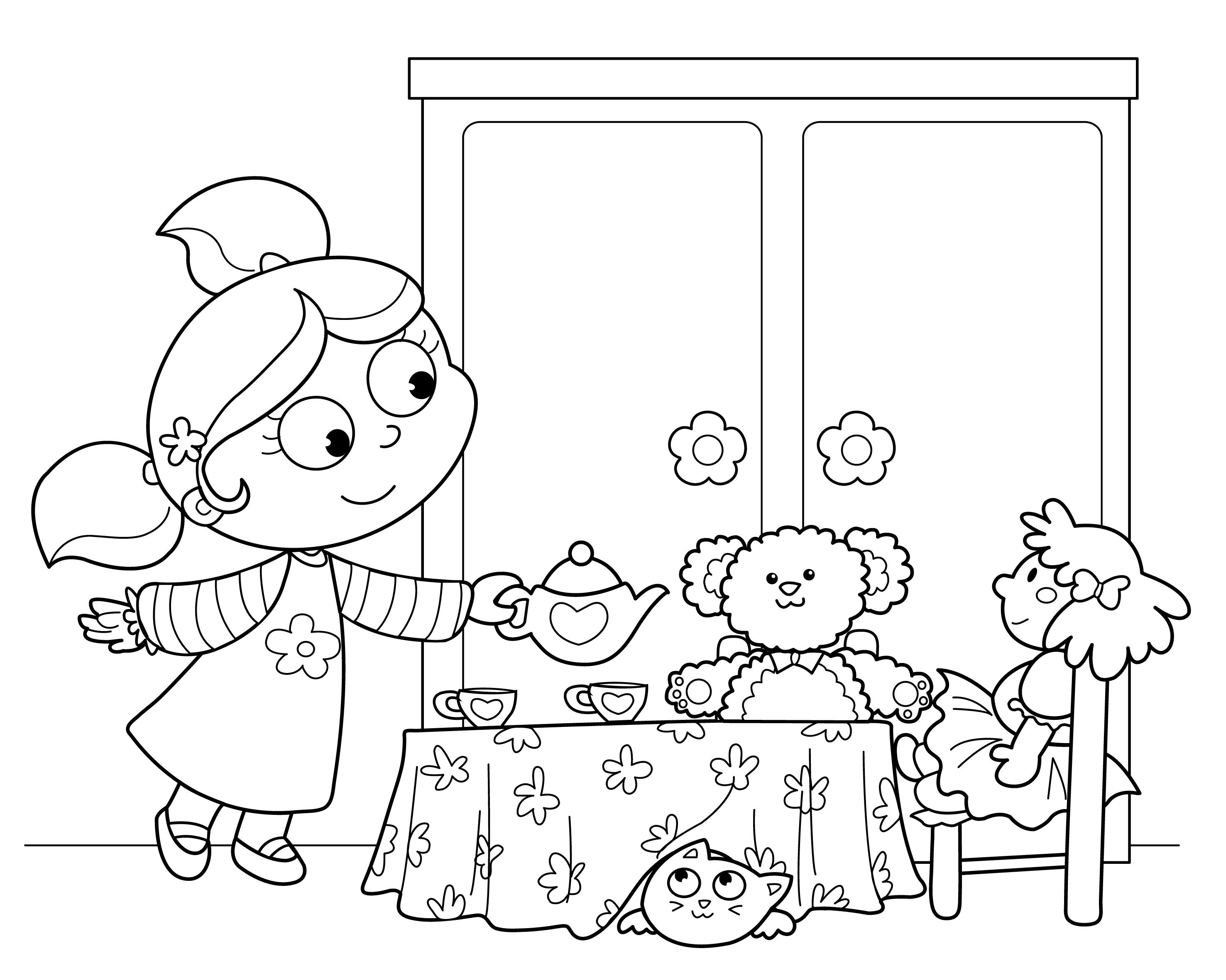64 Tea Party Coloring Page 19