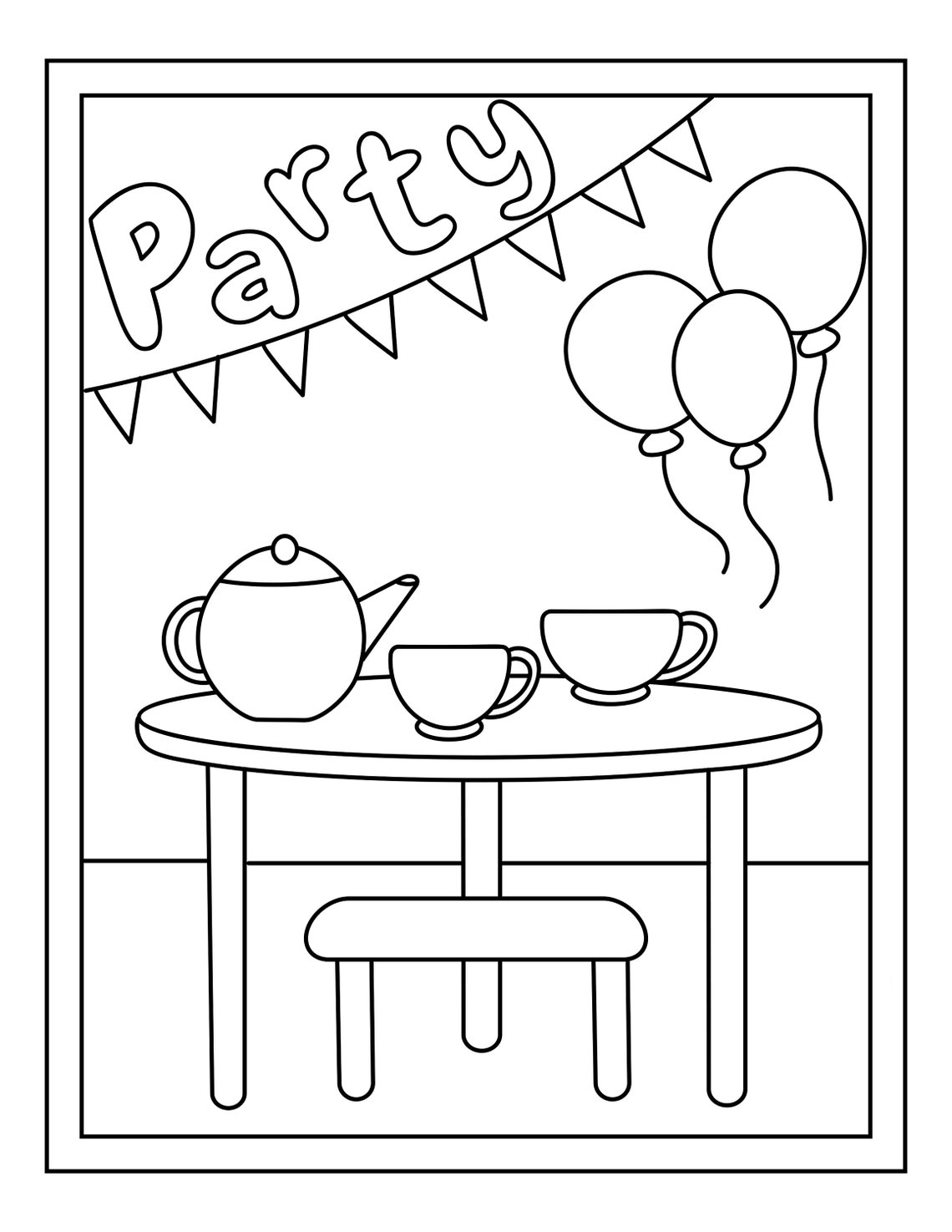 64 Tea Party Coloring Page 26
