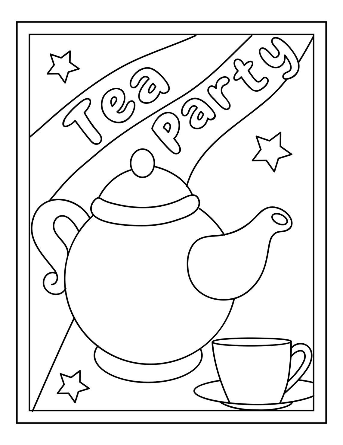 64 Tea Party Coloring Page 28