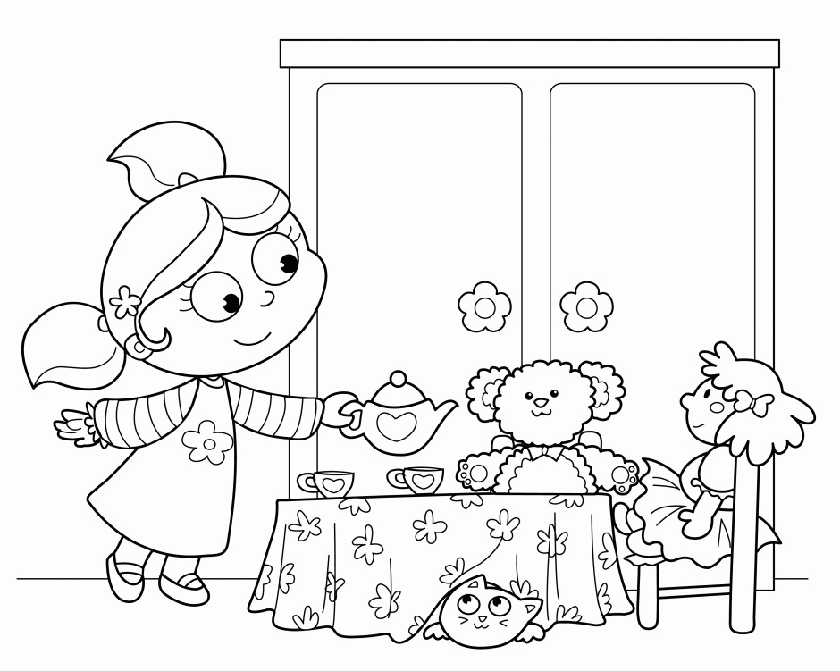 64 Tea Party Coloring Page 36