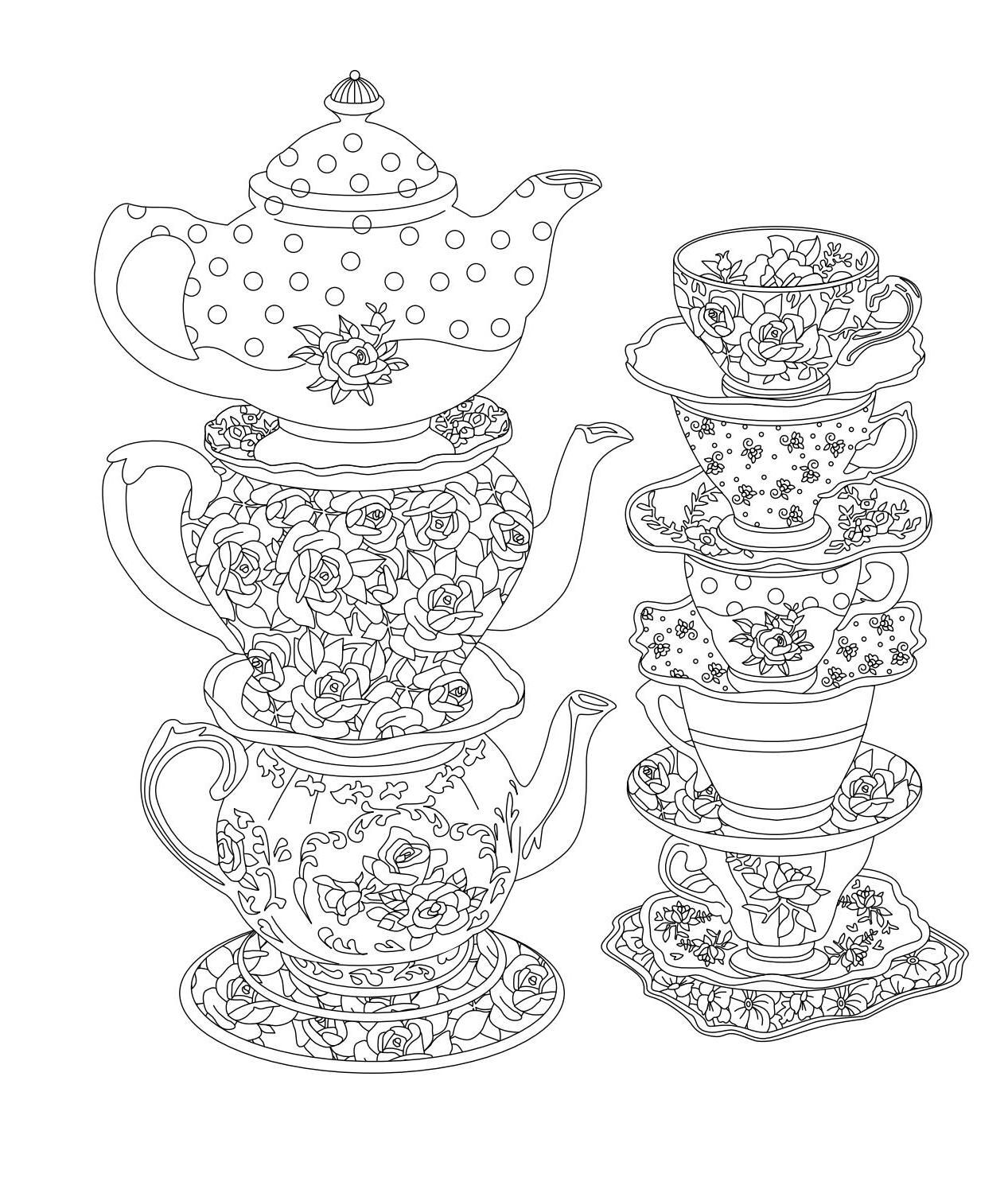 64 Tea Party Coloring Page 45