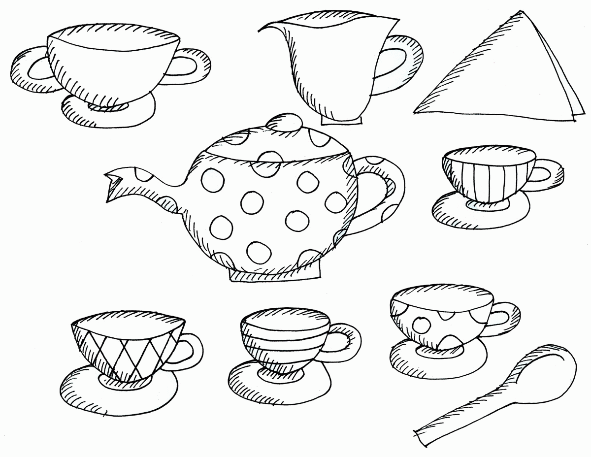 64 Tea Party Coloring Page 5