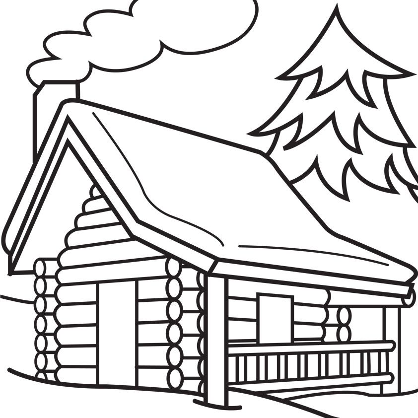 65 Log Cabin Coloring Page 1