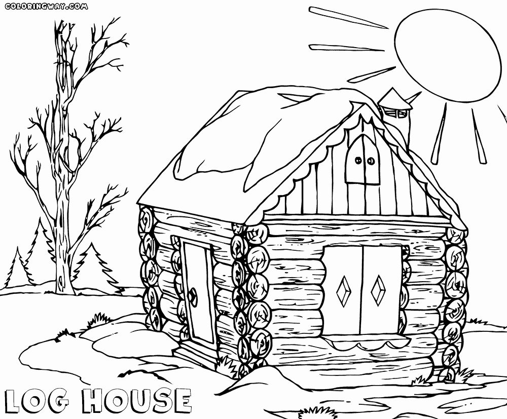 65 Log Cabin Coloring Page 14