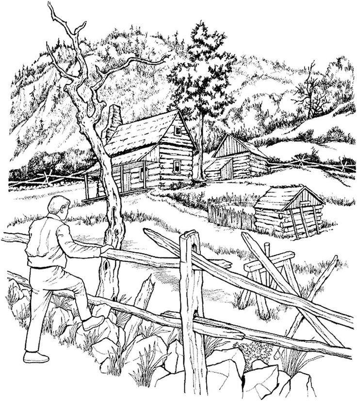 65 Log Cabin Coloring Page 15