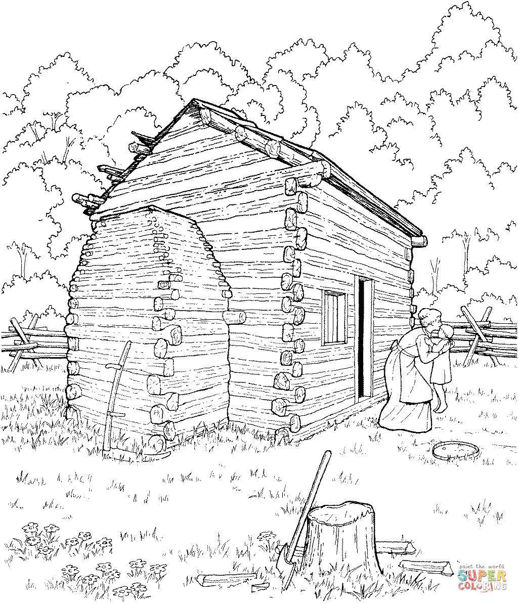 65 Log Cabin Coloring Page 19