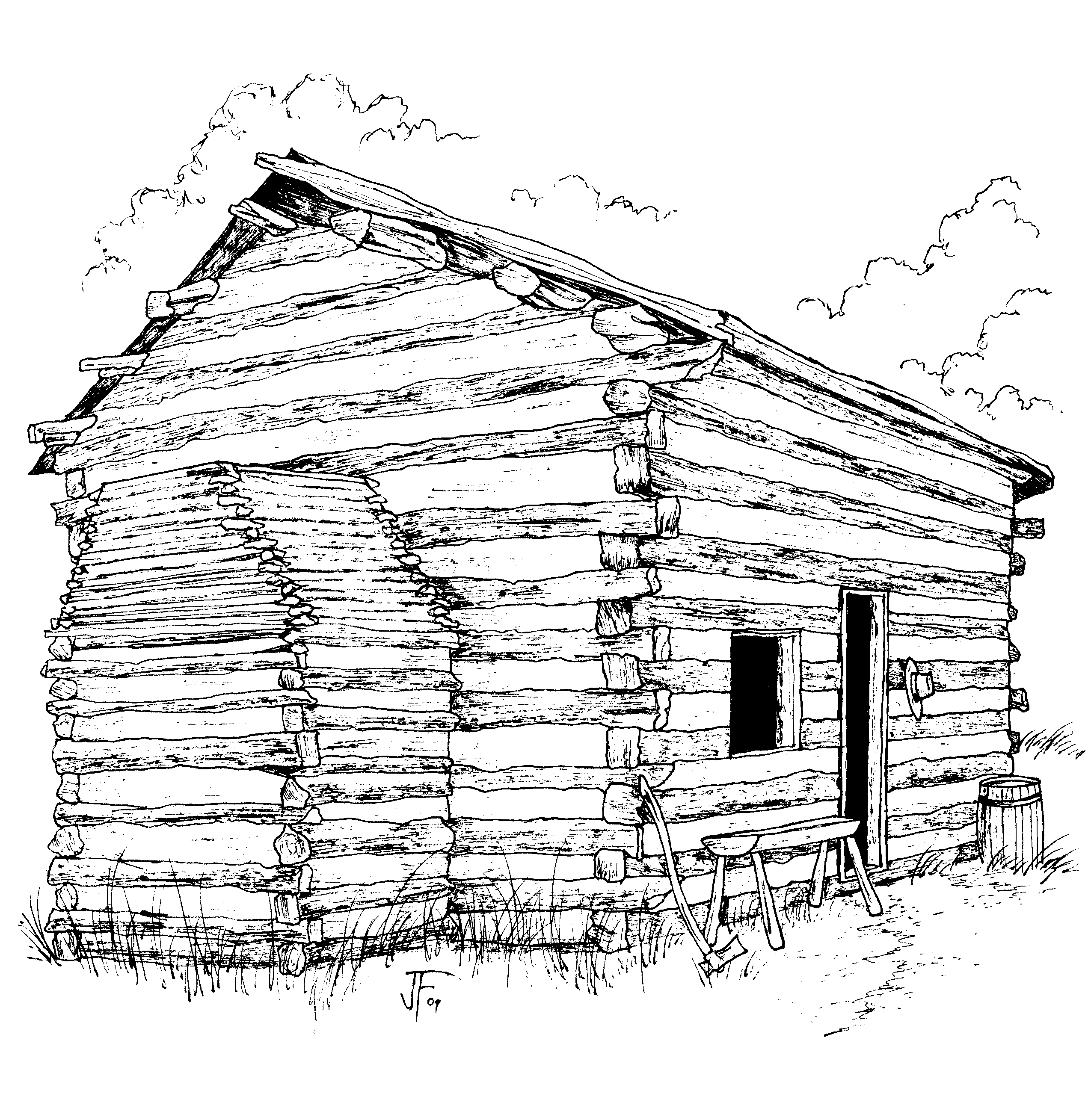 65 Log Cabin Coloring Page 2