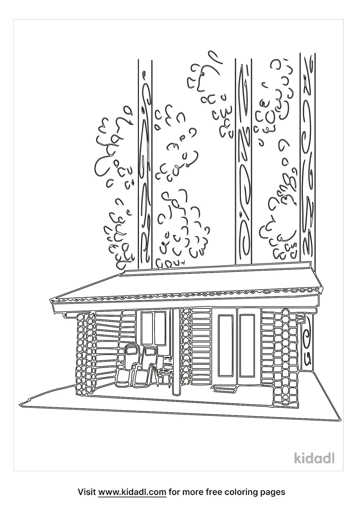 65 Log Cabin Coloring Page 28