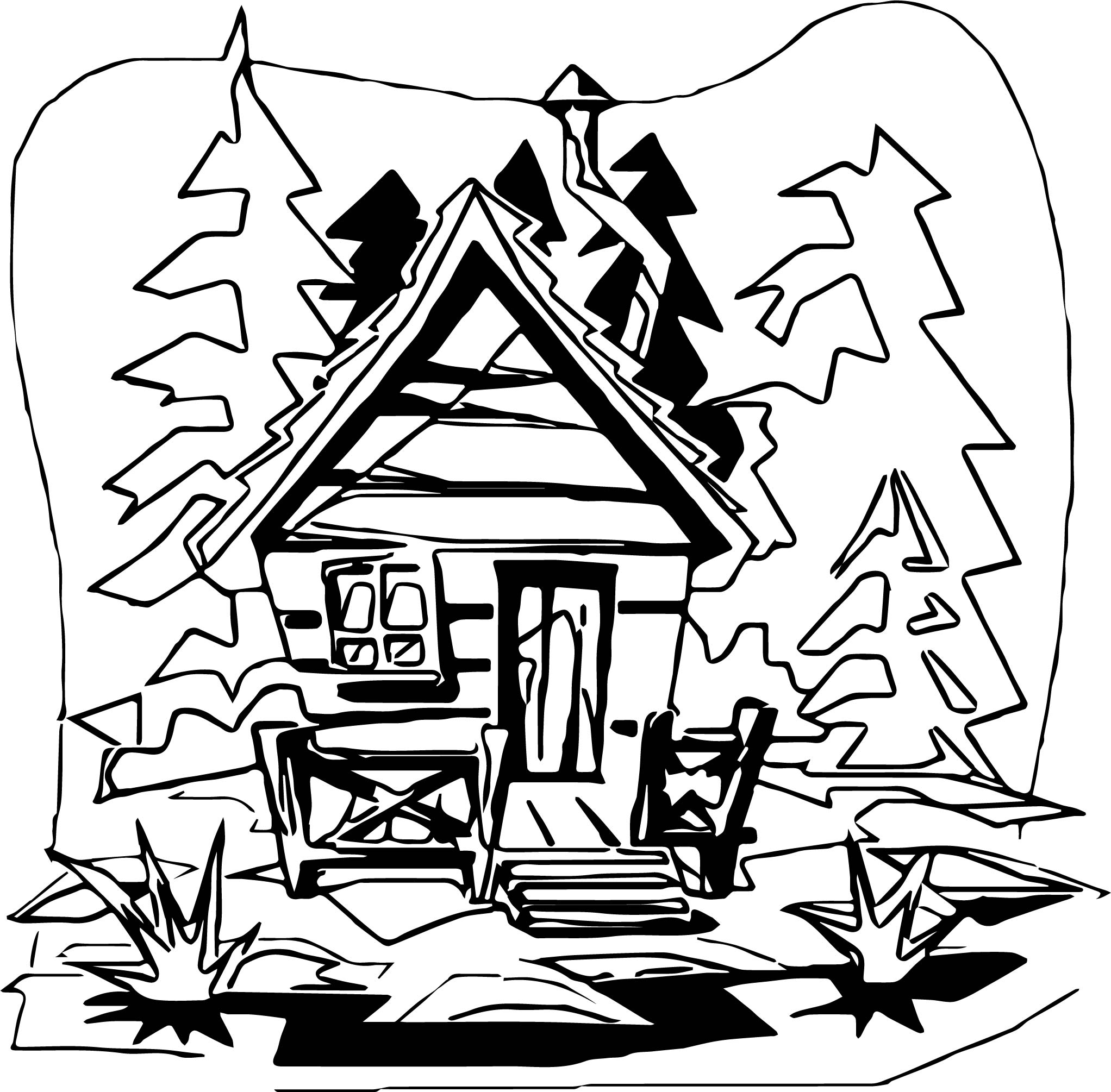65 Log Cabin Coloring Page 3