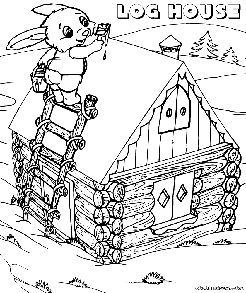 65 Log Cabin Coloring Page 32